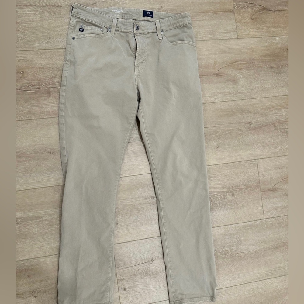 Adriano Goldschmied Graduate Tailored Leg Chinos Khaki 33x32 Men’s Pants